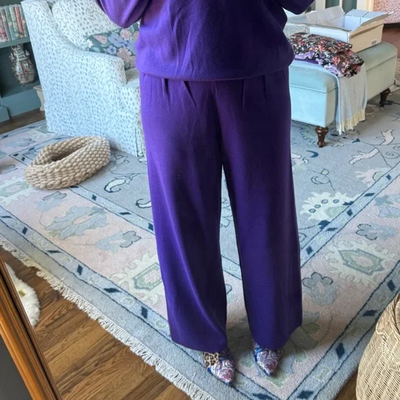 Sezane Loulou Knit Trousers Purple - Size L
